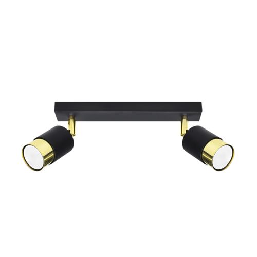 Plafonnier Acier Or/noir Gu10 2 Nero