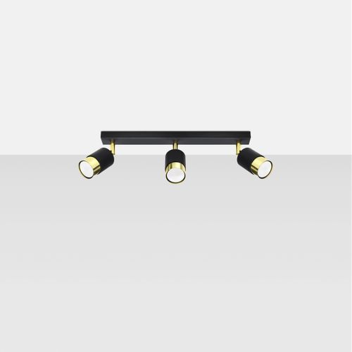 Plafonnier Acier Or/noir Gu10 3 Nero