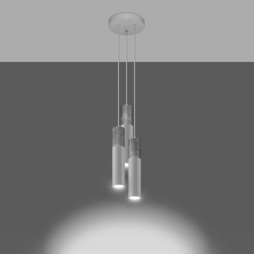 Suspension Acier Blanc/gris Gu10 3 Borigio