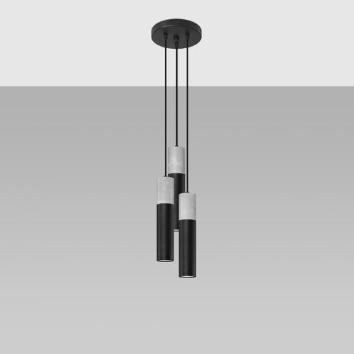 Suspension Acier Gris/noir Gu10 3 Borigio