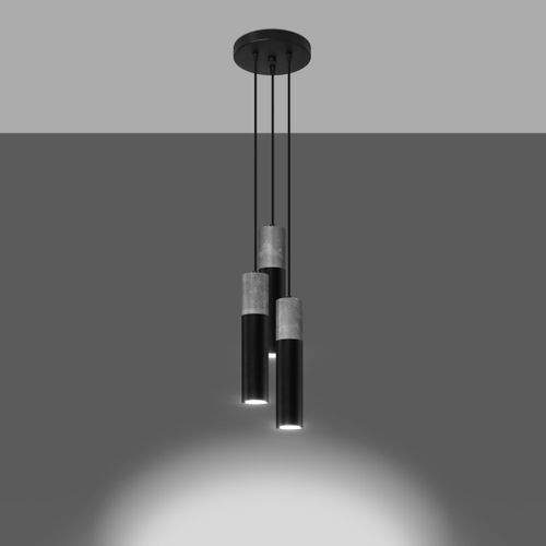 Suspension Acier Gris/noir Gu10 3 Borigio