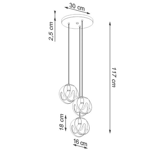 Suspension Acier Noir E27 3 Tulos