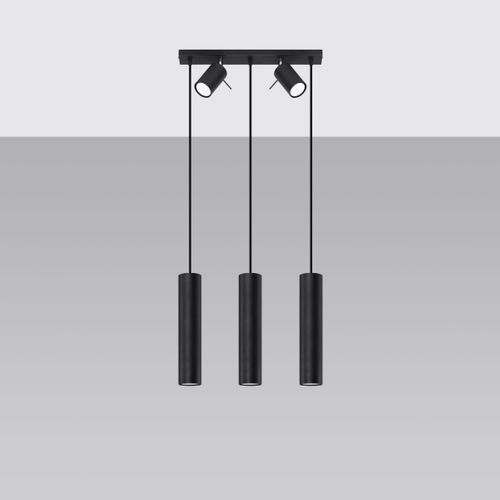 Suspension Acier Noir Gu10 5 Ring