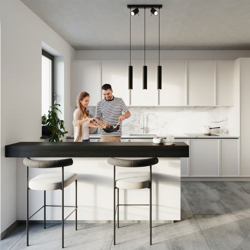 Suspension Acier Noir Gu10 5 Ring