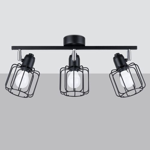 Plafonnier Acier Noir E14 3 Beluci