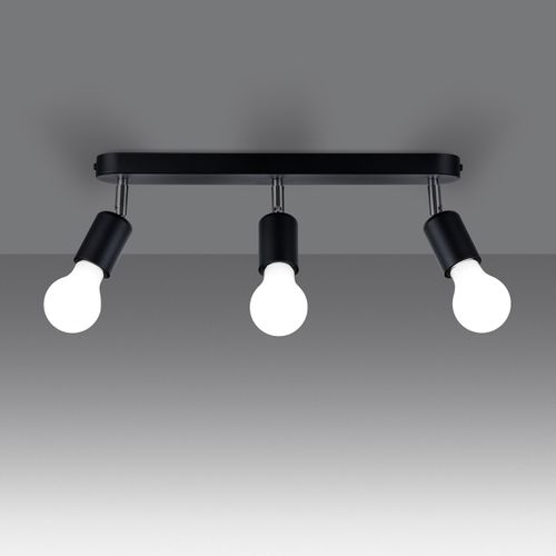 Plafonnier Acier Noir E27 3 Fornes