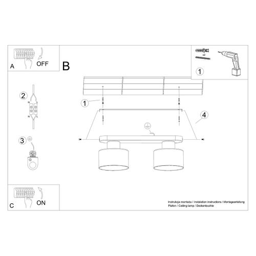 Plafonnier Acier Noir E27 2 Savar