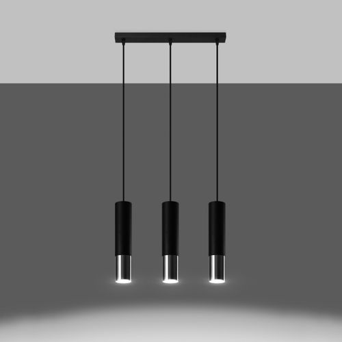Suspension Acier Noir/chromé Gu10 3 Loopez Line