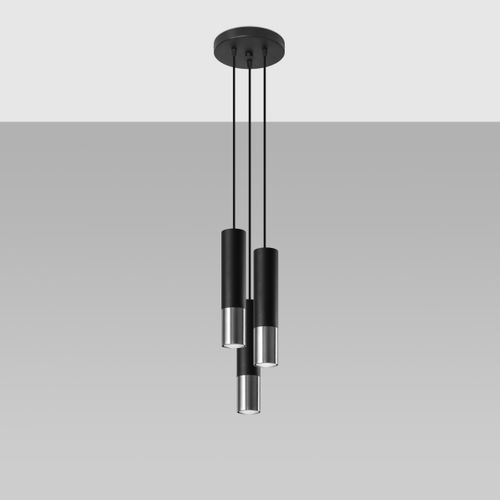 Suspension Acier Noir/chromé Gu10 3 Loopez