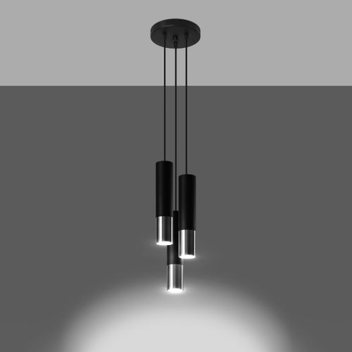 Suspension Acier Noir/chromé Gu10 3 Loopez