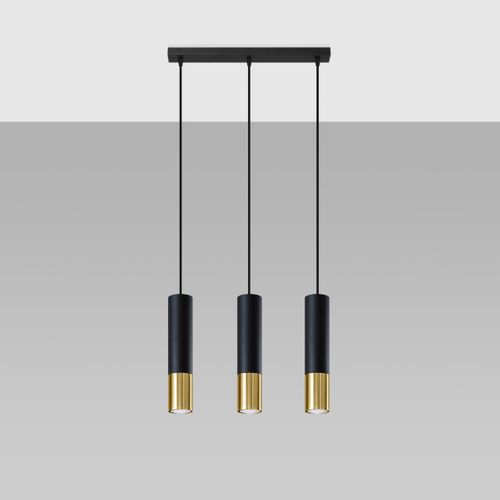 Suspension Acier Or/noir Gu10 3 Loopez Line