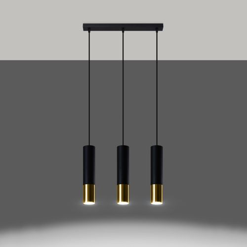 Suspension Acier Or/noir Gu10 3 Loopez Line