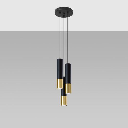 Suspension Acier Or/noir Gu10 3 Loopez