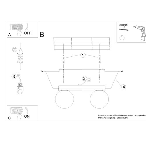 Plafonnier Acier Noir G9 2 Yoli