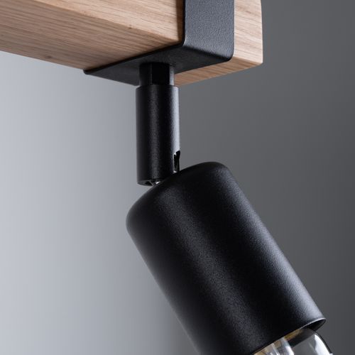 Plafonnier Acier Bois/noir E27 2 Zuca