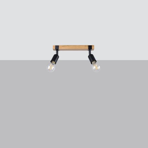 Plafonnier Acier Bois/noir E27 2 Zuca