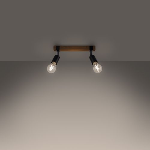 Plafonnier Acier Bois/noir E27 2 Zuca