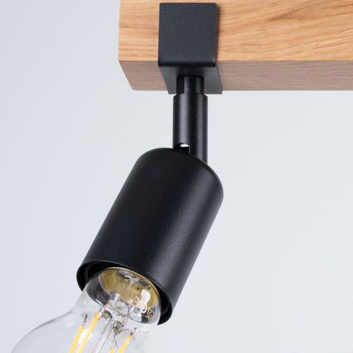 Plafonnier Acier Bois/noir E27 3 Zuca