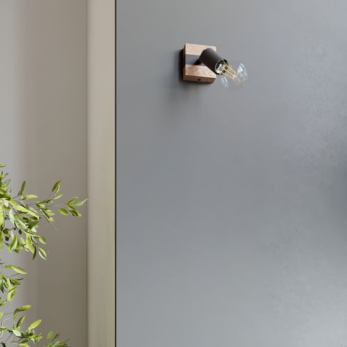 Plafonnier Acier Bois/noir E27 4 Zuca