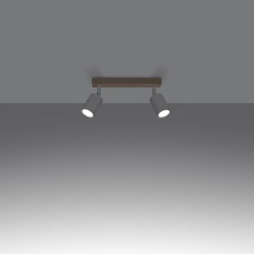 Plafonnier Acier Bois/blanc Gu10 2 Verdo