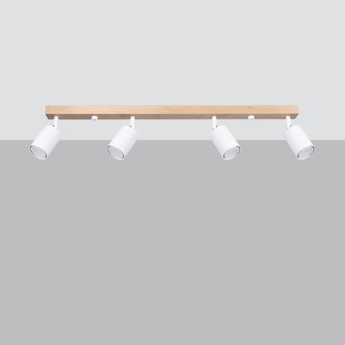 Plafonnier Acier Bois/blanc Gu10 4 Verdo