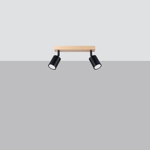 Plafonnier Acier Bois/noir Gu10 2 Verdo