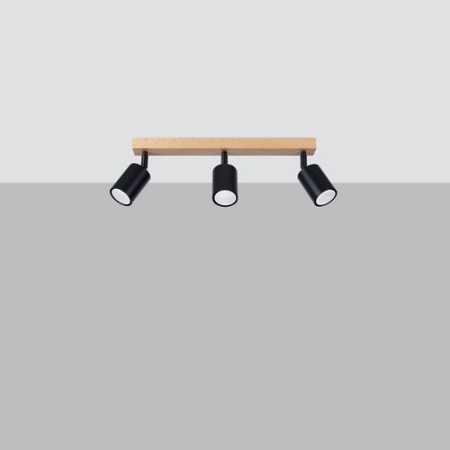 Plafonnier Acier Bois/noir Gu10 3 Verdo Line