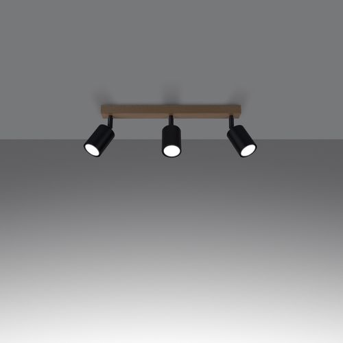 Plafonnier Acier Bois/noir Gu10 3 Verdo Line