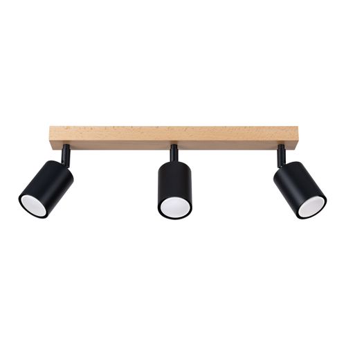 Plafonnier Acier Bois/noir Gu10 3 Verdo Line