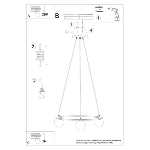 Lustre Acier Noir G9 3 Yoli