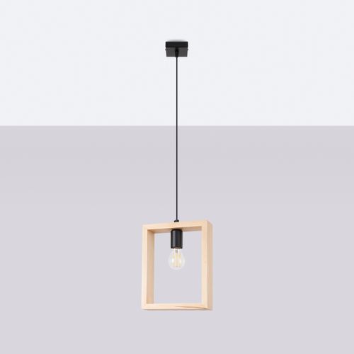 Suspension Acier Bois Naturel E27 1 Aries