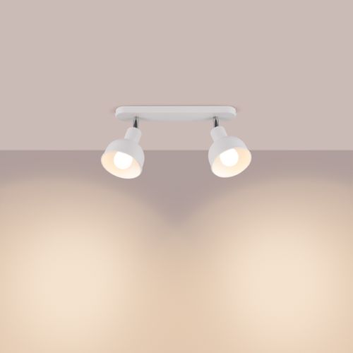 Plafonnier Acier Blanc E27 2 Elba