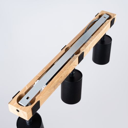 Plafonnier Acier Noir/bois Naturel Gu10 3 Fager