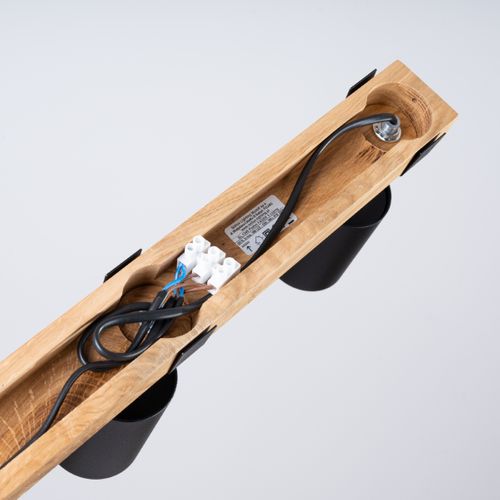 Plafonnier Acier Noir/bois Naturel Gu10 3 Fager