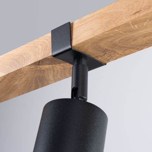 Plafonnier Acier Noir/bois Naturel Gu10 3 Fager