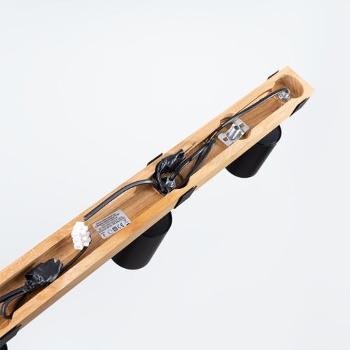 Plafonnier Acier Noir/bois Naturel Gu10 4 Fager