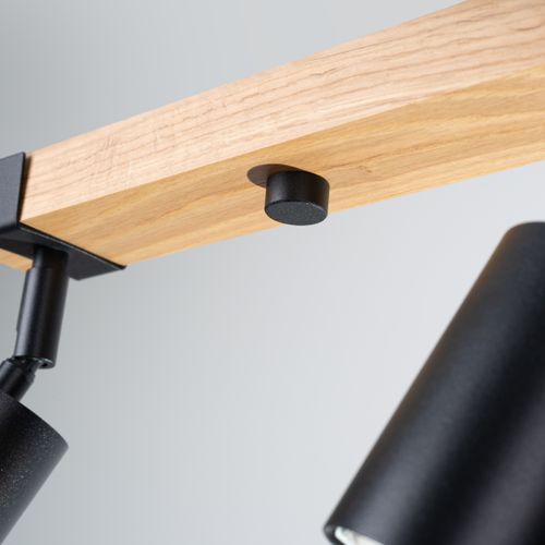 Plafonnier Acier Noir/bois Naturel Gu10 4 Fager