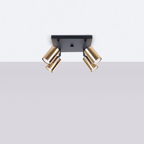 Plafonnier Acier Or/noir Gu10 4 Winx