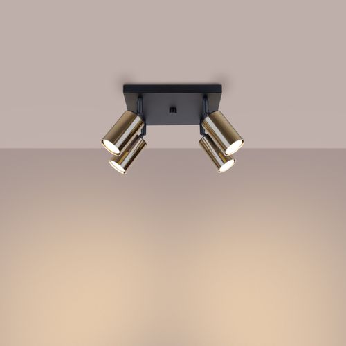 Plafonnier Acier Or/noir Gu10 4 Winx