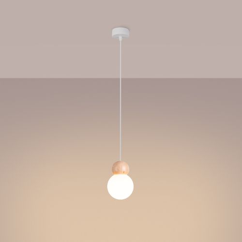 Suspension Verre Blanc/bois Naturel G9 1 Pekka