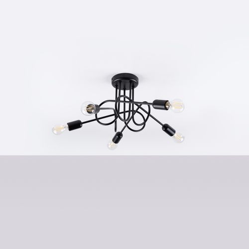 Lustre Acier Noir E27 5 Loop