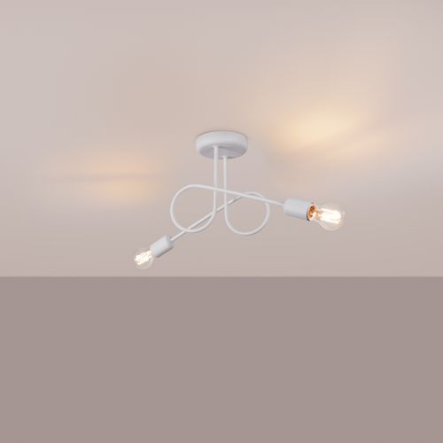 Lustre Acier Blanc E27 2 Loop