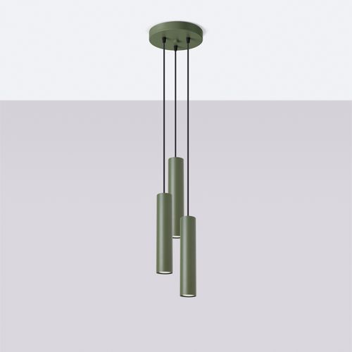 Suspension Acier Vert Olive Gu10 3 Lagos