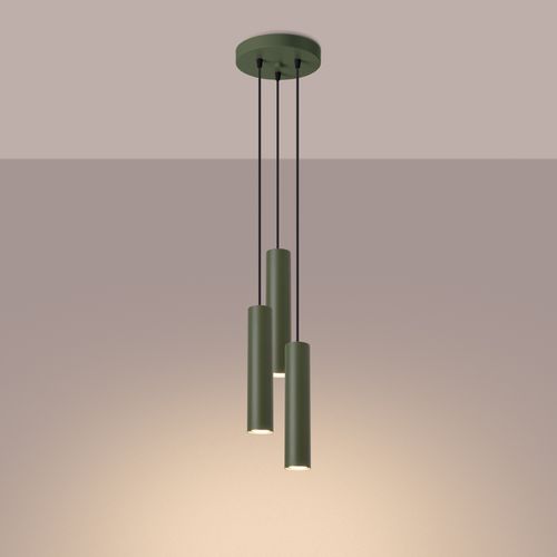 Suspension Acier Vert Olive Gu10 3 Lagos