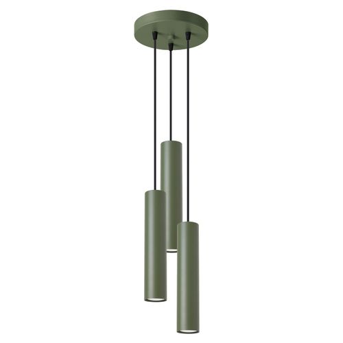 Suspension Acier Vert Olive Gu10 3 Lagos