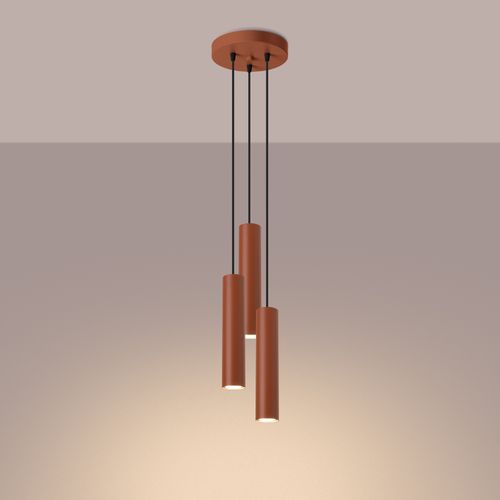 Suspension Acier Ocre Rouge Gu10 3 Lagos