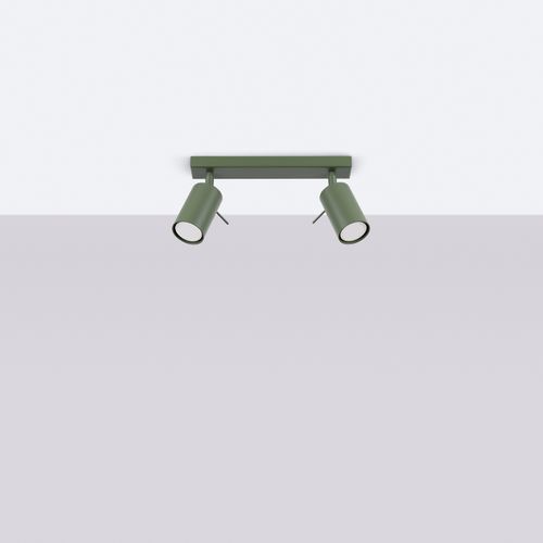 Plafonnier Acier Vert Olive Gu10 2 Ring
