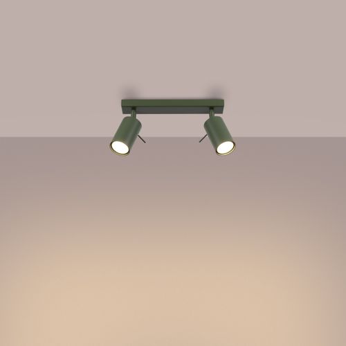 Plafonnier Acier Vert Olive Gu10 2 Ring