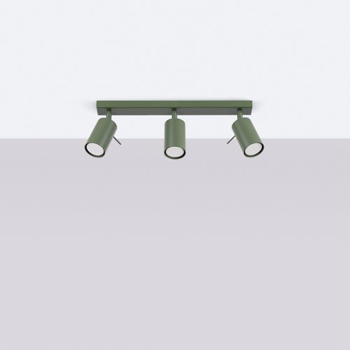 Plafonnier Acier Vert Olive Gu10 3 Ring Line