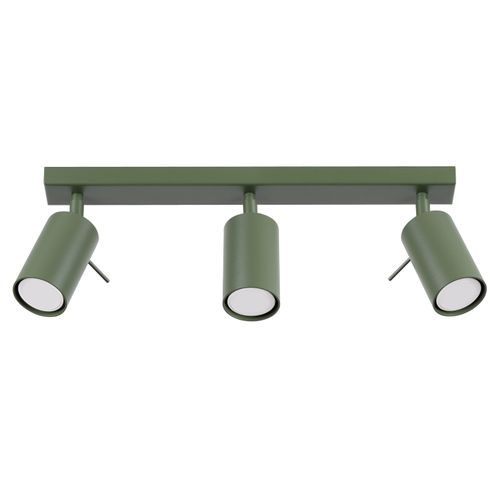 Plafonnier Acier Vert Olive Gu10 3 Ring Line
